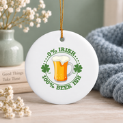 0 Irish 100 Beerish Funny Beer Lover Glass Ornament - Material: Circle Ceramic Ornament