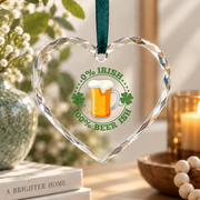 0 Irish 100 Beerish Funny Beer Lover Glass Ornament - Material: Heart Glass Ornament