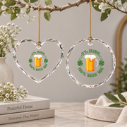 0 Irish 100 Beerish Funny Beer Lover Glass Ornament - Material: Heart Glass Ornament