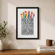 1 Corinthians 13 Love Is Patient Christian Wall Art, Inspirational Scripture Poster - Format: Black Framed Poster