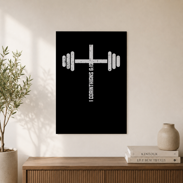 1 Corinthians 6:19 Fitness Christian Wall Art, Inspirational Scripture Poster - Format: Unframed Paper Poster