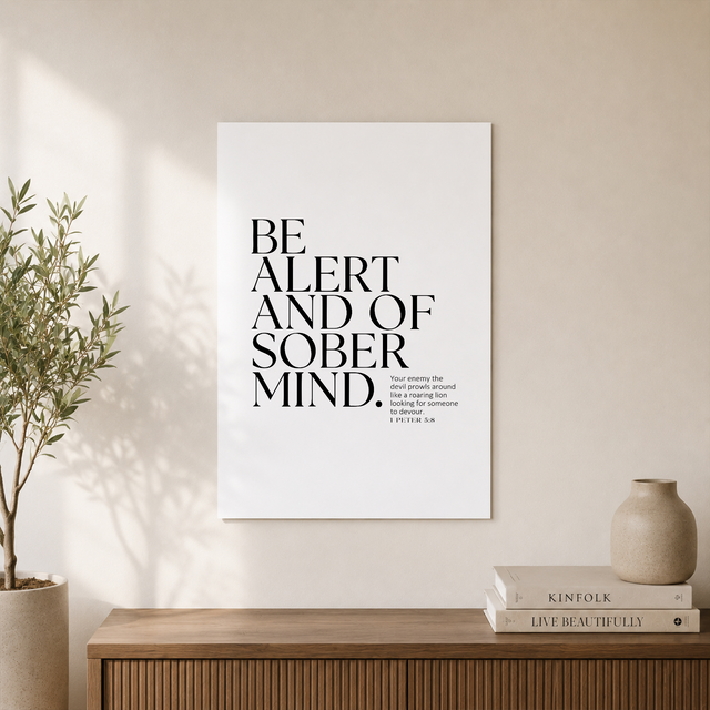 1 Peter 5:8 Christian Wall Art, Bible Verse Scripture Poster - Format: Unframed Paper Poster