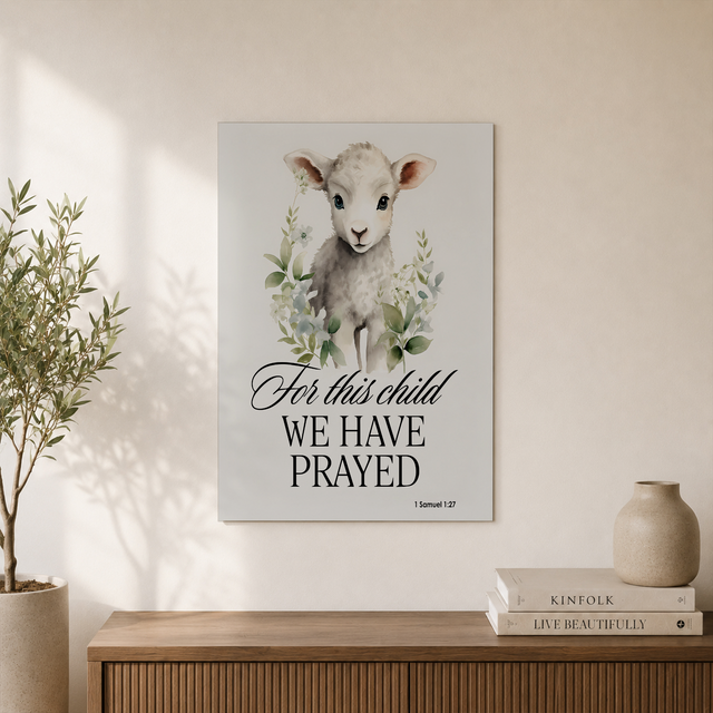 1 Samuel 1:27 For This Child We Prayed Christian Nursery Wall Art - Format: Unframed Paper Poster