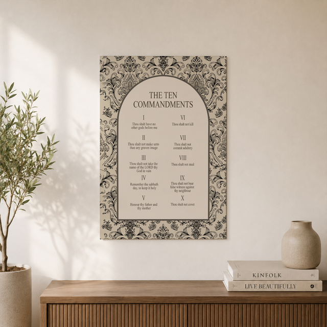 10 Commandments Wall Art Print, Vintage Christian Wall Art, Bible Verse Poster, Easter Kitchen Decor Sign, Neutral Scripture Print Wall Art, Modern Wall Decor, 12x18 UNFRAMED - Format: Unframed Paper Poster