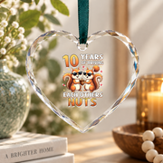 10 Years Of Driving Each Other Nuts Squirrel Couple Glass Ornament - Material: Heart Glass Ornament