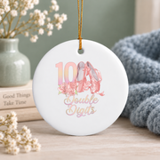 10th Birthday Ballerina Ballet Dancer Double Digits Gift Glass Ornament - Material: Circle Ceramic Ornament