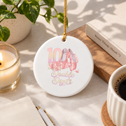 10th Birthday Ballerina Ballet Dancer Double Digits Gift Glass Ornament - Material: Circle Ceramic Ornament