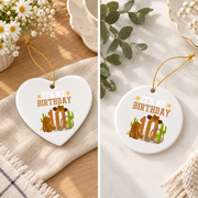 10th Birthday Cowboy Western Theme Party Gift Glass Ornament - Material: Heart Ceramic Ornament