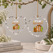 10th Birthday Cowboy Western Theme Party Gift Glass Ornament - Material: Heart Glass Ornament