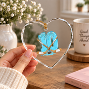 10th Birthday Hockey Ice Cream Drip Celebration Keepsake Glass Ornament - Material: Heart Glass Ornament
