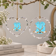10th Birthday Hockey Ice Cream Drip Celebration Keepsake Glass Ornament - Material: Heart Glass Ornament