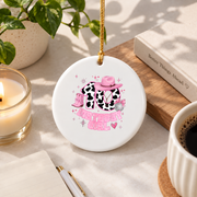 10th Birthday Rodeo Cowgirl Western Celebration Keepsake Glass Ornament - Material: Circle Ceramic Ornament