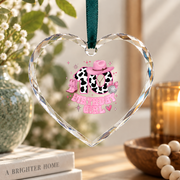 10th Birthday Rodeo Cowgirl Western Celebration Keepsake Glass Ornament - Material: Heart Glass Ornament