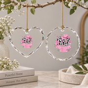 10th Birthday Rodeo Cowgirl Western Celebration Keepsake Glass Ornament - Material: Heart Glass Ornament