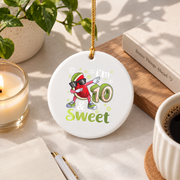 10th Birthday Watermelon Party Theme Gift For Kids Glass Ornament - Material: Circle Ceramic Ornament