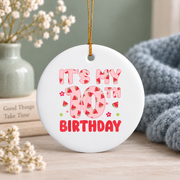 10th Birthday Watermelon Sweet Fruit Celebration Keepsake Glass Ornament - Material: Circle Ceramic Ornament