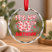 10th Birthday Watermelon Sweet Fruit Celebration Keepsake Glass Ornament - Material: Circle Glass Ornament