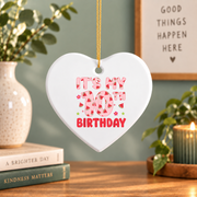 10th Birthday Watermelon Sweet Fruit Celebration Keepsake Glass Ornament - Material: Heart Ceramic Ornament