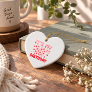 10th Birthday Watermelon Sweet Fruit Celebration Keepsake Glass Ornament - Material: Heart Ceramic Ornament