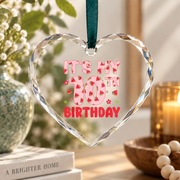 10th Birthday Watermelon Sweet Fruit Celebration Keepsake Glass Ornament - Material: Heart Glass Ornament