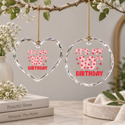 10th Birthday Watermelon Sweet Fruit Celebration Keepsake Glass Ornament - Material: Heart Glass Ornament