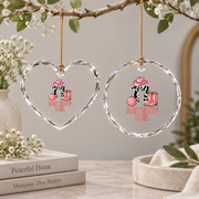 11th Birthday Cow Pattern Cowgirl Birthday Gift Glass Ornament - Material: Heart Glass Ornament