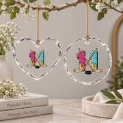 11th Birthday Hockey Ice Cream Drip Party Gift Glass Ornament - Material: Heart Glass Ornament
