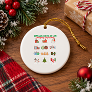 12 Days Emergency Department Nurse Christmas Glass Ornament - Material: Circle Ceramic Ornament