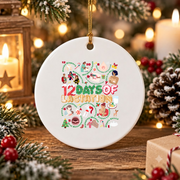 12 Days IBCLC Lactation Consultant Christmas Glass Ornament - Material: Circle Ceramic Ornament