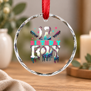 12th Birthday Baseball Ice Cream Drip Celebration Glass Ornament - Material: Circle Glass Ornament