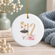 12th Birthday Blonde Ballerina Ballet Dancer Gift Glass Ornament - Material: Circle Ceramic Ornament