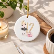 12th Birthday Blonde Ballerina Ballet Dancer Gift Glass Ornament - Material: Circle Ceramic Ornament