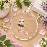12th Birthday Blonde Ballerina Ballet Dancer Gift Glass Ornament - Material: Circle Glass Ornament