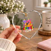 12th Birthday Ice Cream Party Celebration Keepsake Glass Ornament - Material: Heart Glass Ornament