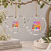 12th Birthday Ice Cream Party Celebration Keepsake Glass Ornament - Material: Heart Glass Ornament