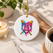 13th Birthday Baseball Ice Cream Drip Teen Gift Glass Ornament - Material: Circle Ceramic Ornament