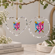 13th Birthday Baseball Ice Cream Drip Teen Gift Glass Ornament - Material: Heart Glass Ornament