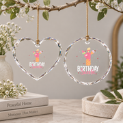 1st Birthday Sweet Ice Cream Celebration Keepsake Glass Ornament - Material: Heart Glass Ornament