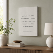 2 Chronicles 15:7 Be Strong Christian Wall Art, Office Scripture Poster - Format: Stretched Canvas