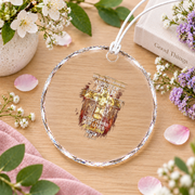 2 Timothy 1:7 Bible Verse Cross Glass Ornament - Material: Circle Glass Ornament
