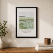 2 Timothy 1:7 Christian Wall Art, Floral Landscape Bible Verse Poster - Format: Black Framed Poster