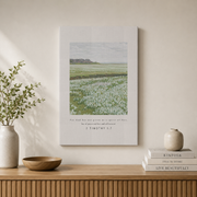 2 Timothy 1:7 Christian Wall Art, Floral Landscape Bible Verse Poster - Format: Stretched Canvas