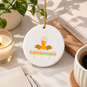 24 Beers Beer Lover Drinking Theme Glass Ornament - Material: Circle Ceramic Ornament