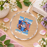 250 Years American 1776 USA Cat Patriotic 4th July Glass Ornament - Material: Circle Glass Ornament