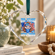 250 Years American 1776 USA Cat Patriotic 4th July Glass Ornament - Material: Heart Glass Ornament