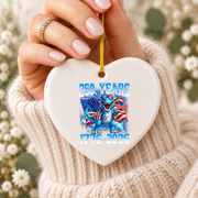 250 Years American Celebration 1776 Patriotic Baby Keepsake Ceramic Ornament - Material: Heart Ceramic Ornament