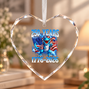 250 Years American Celebration 1776 Patriotic Baby Keepsake Ceramic Ornament - Material: Heart Glass Ornament