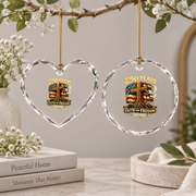 250 Years Faith Freedom Cross Patriotic Glass Ornament - Material: Heart Glass Ornament