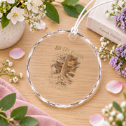 250 Years Flag Cross Tree Faith Glass Ornament - Material: Circle Glass Ornament