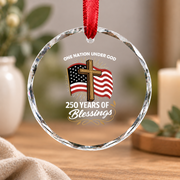 250 Years Of Blessings Christian Faith Glass Ornament - Material: Circle Glass Ornament